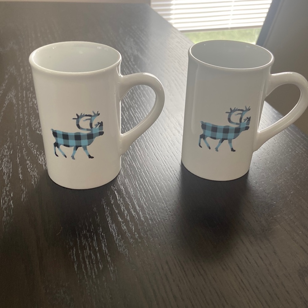 Caribou bundle of 2 plaid caribou white mugs
